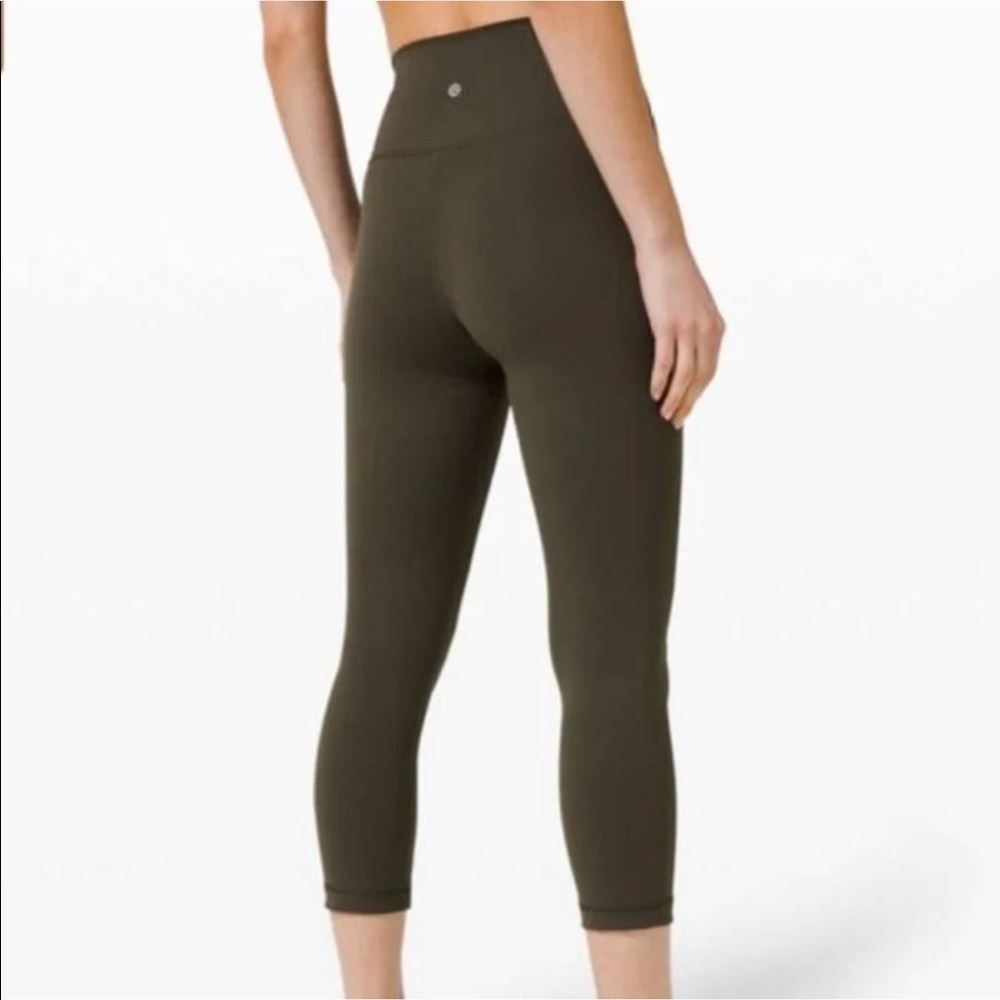 Lululemon Wunder Train HR Crop - Olive Green - Size 6